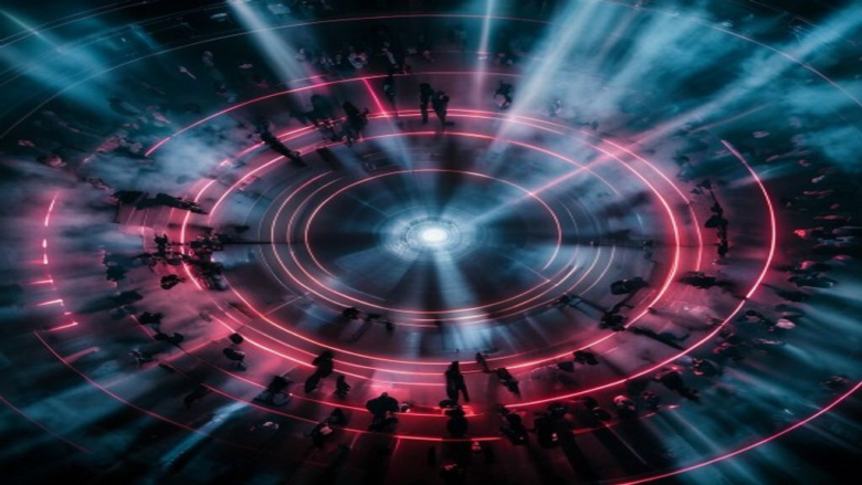 Dancefloor overhead circular crowd lights