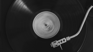 Vinyl record close up — night scene photograph