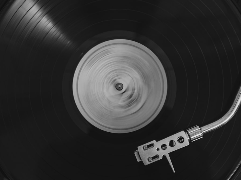 Vinyl record close up — night scene photograph