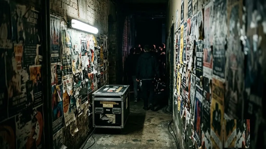 A backstage corridor