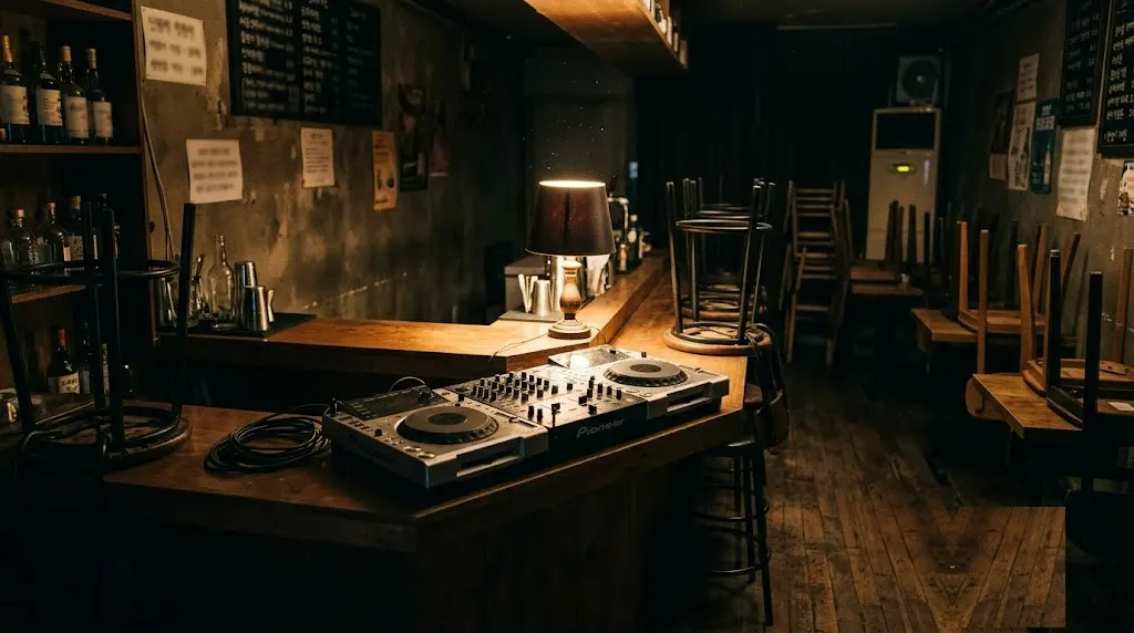 A bar setup before opening