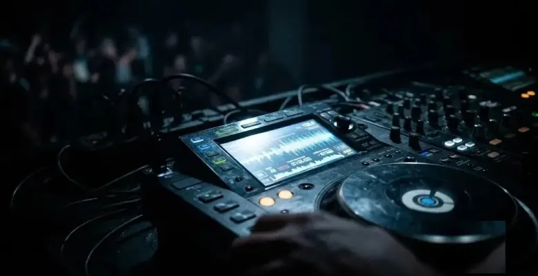 A CDJ display in the dark