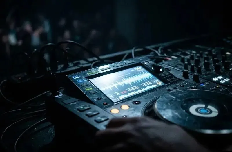 A CDJ display in the dark