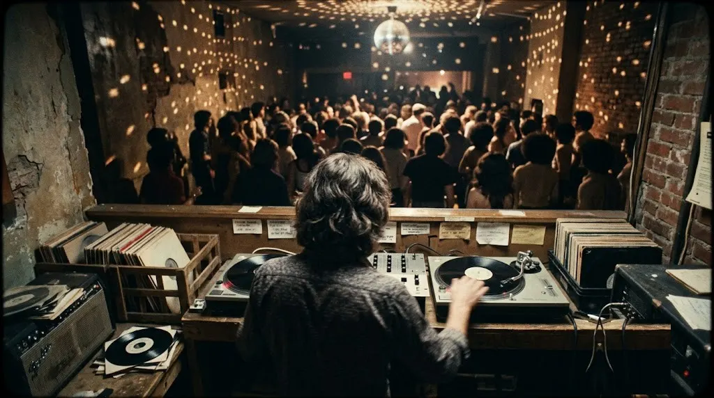A disco booth, 1977