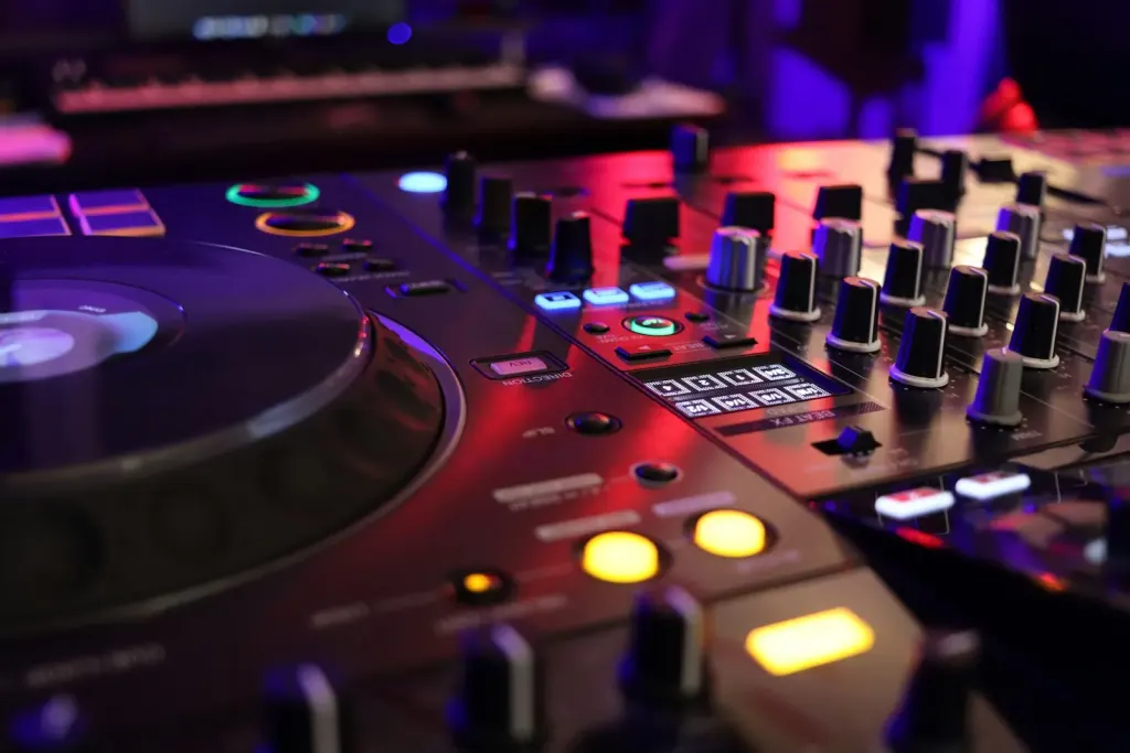 dj mixer knobs closeup