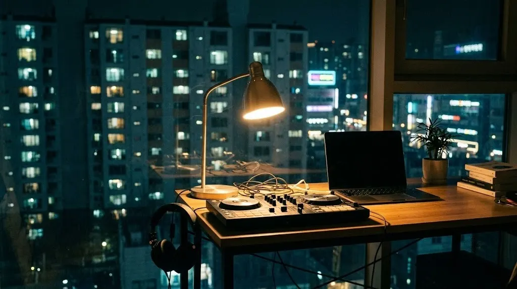 dj controller top down dark