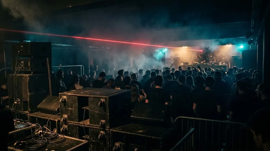 red lasers dark room