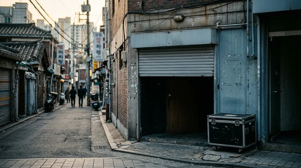 Seoul side street at night