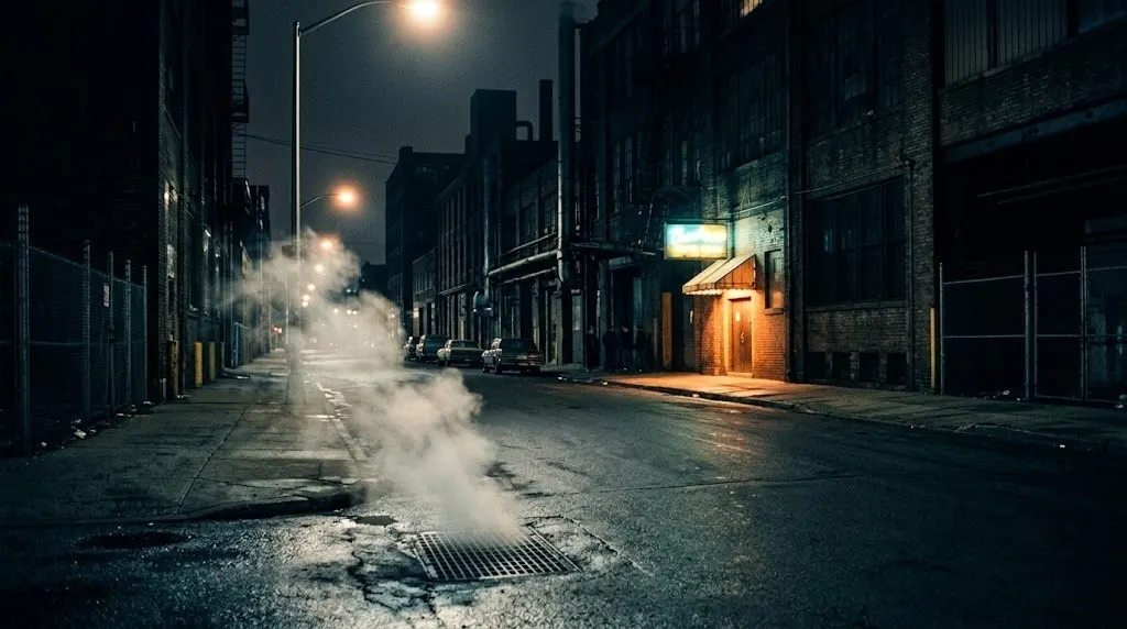 Seoul side street at night