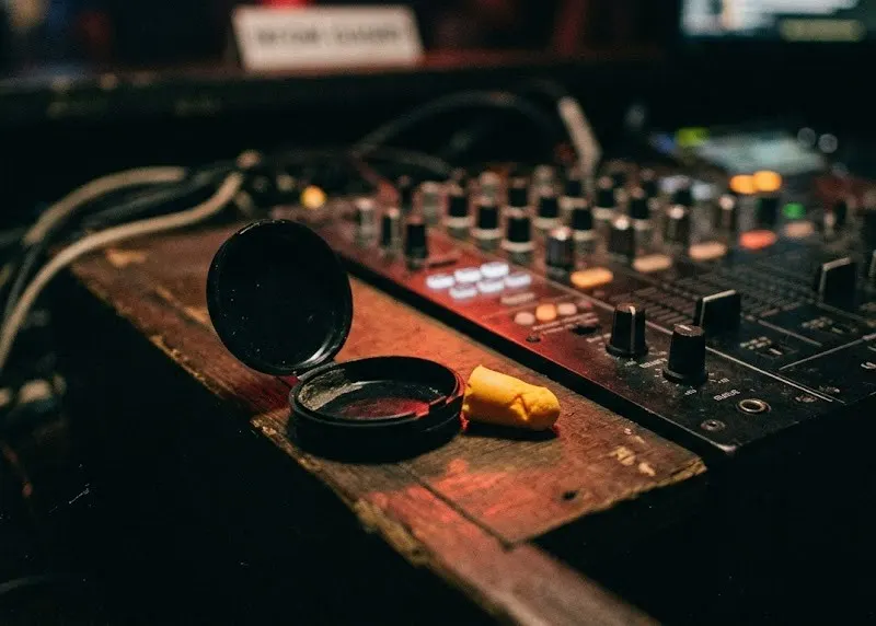 Earplugs on the booth edge