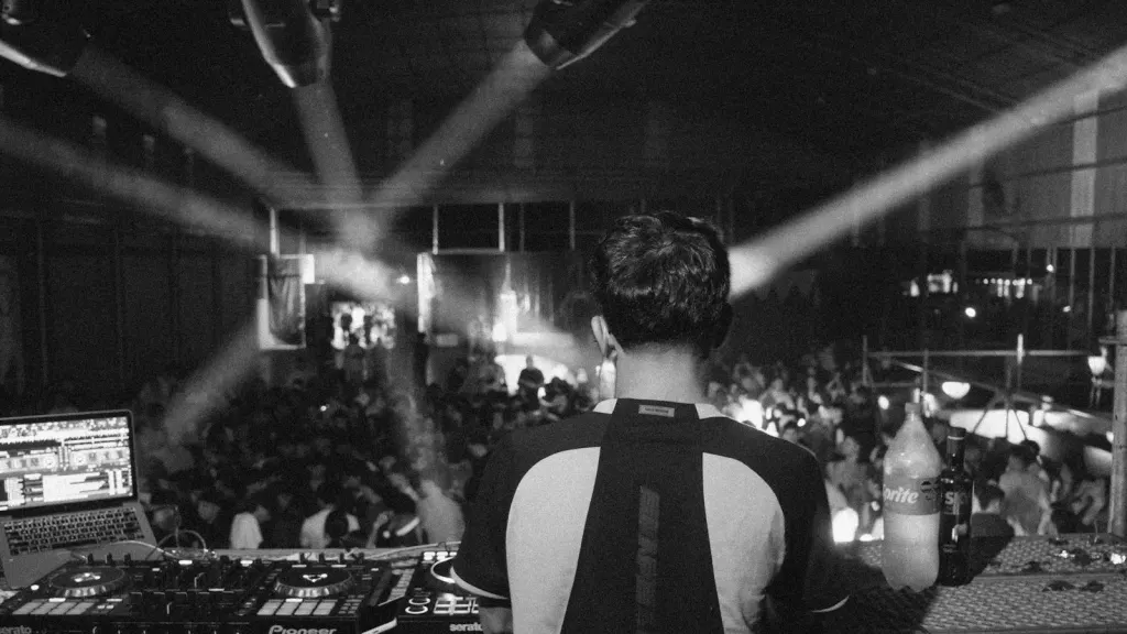 festival stage black and white