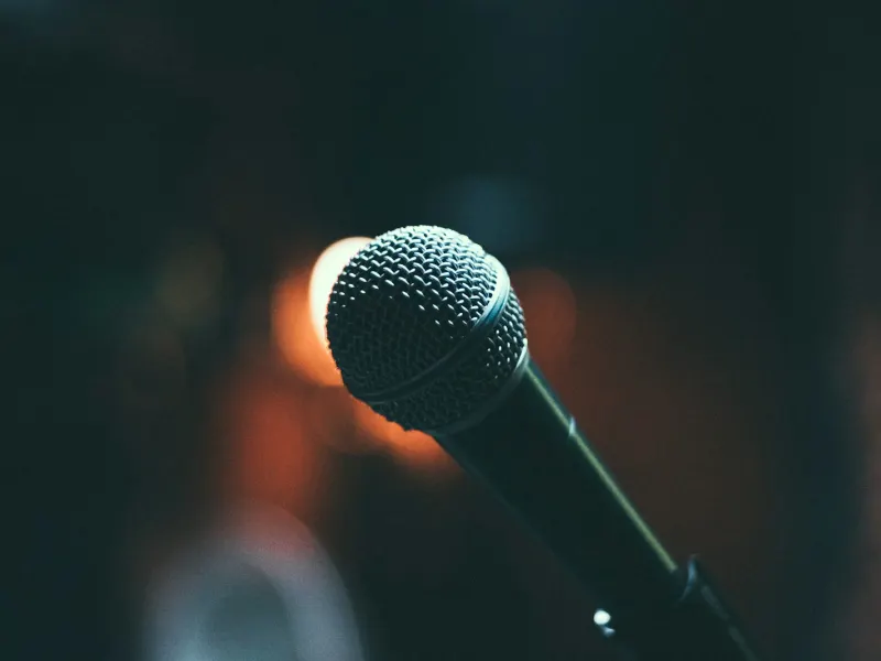 A mic at the booth edge
