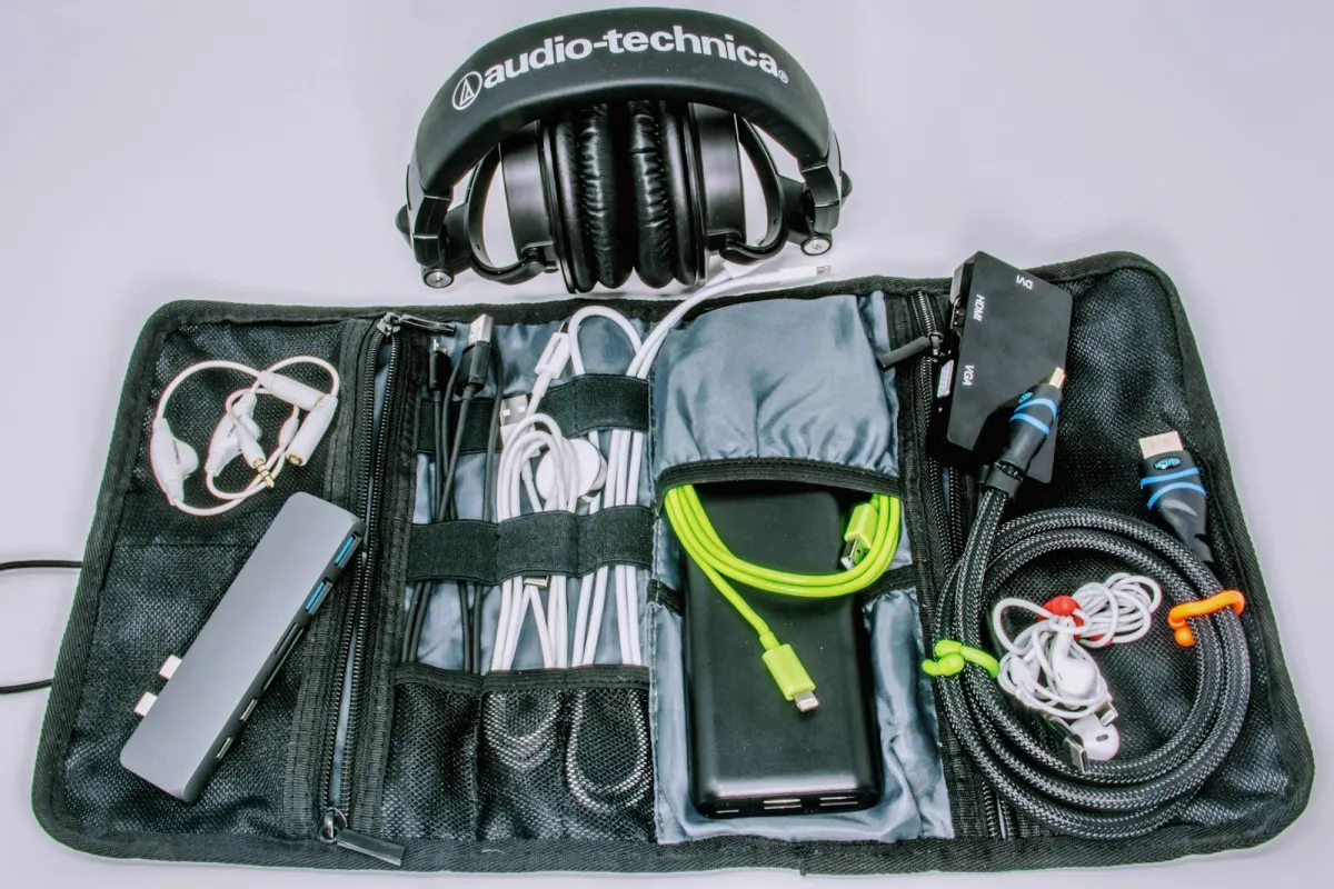 An open DJ bag