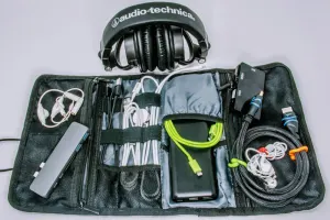 An open DJ bag
