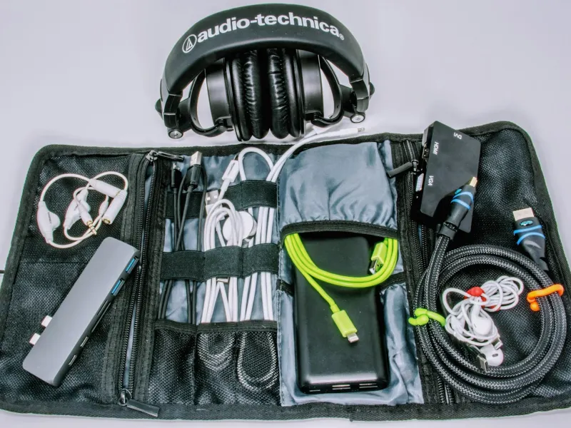An open DJ bag