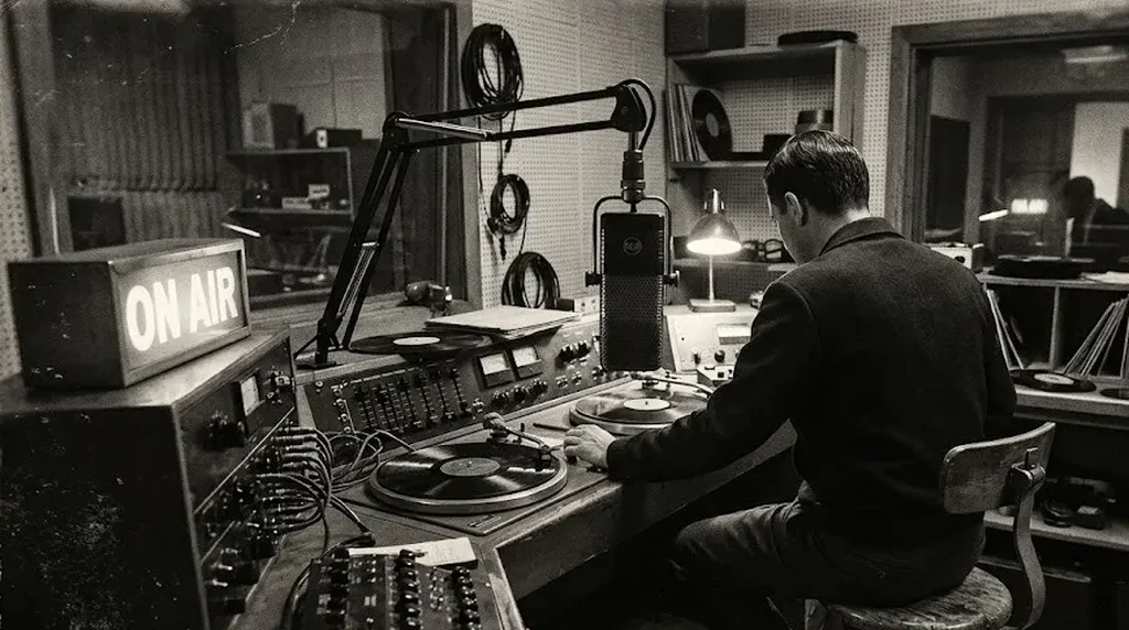 A radio disc jockey, 1940s