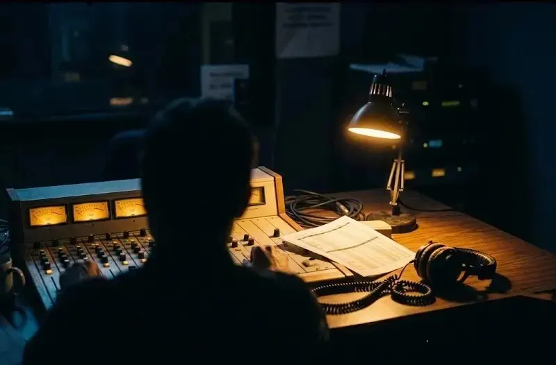 A late night radio desk