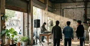 Daytime party in a Seongsu warehouse cafe