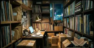 A small label office after hours