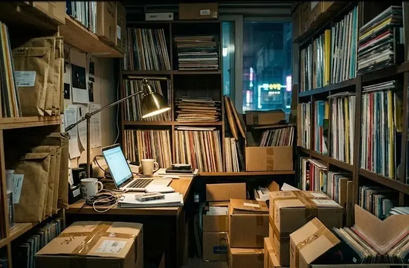 A small label office after hours