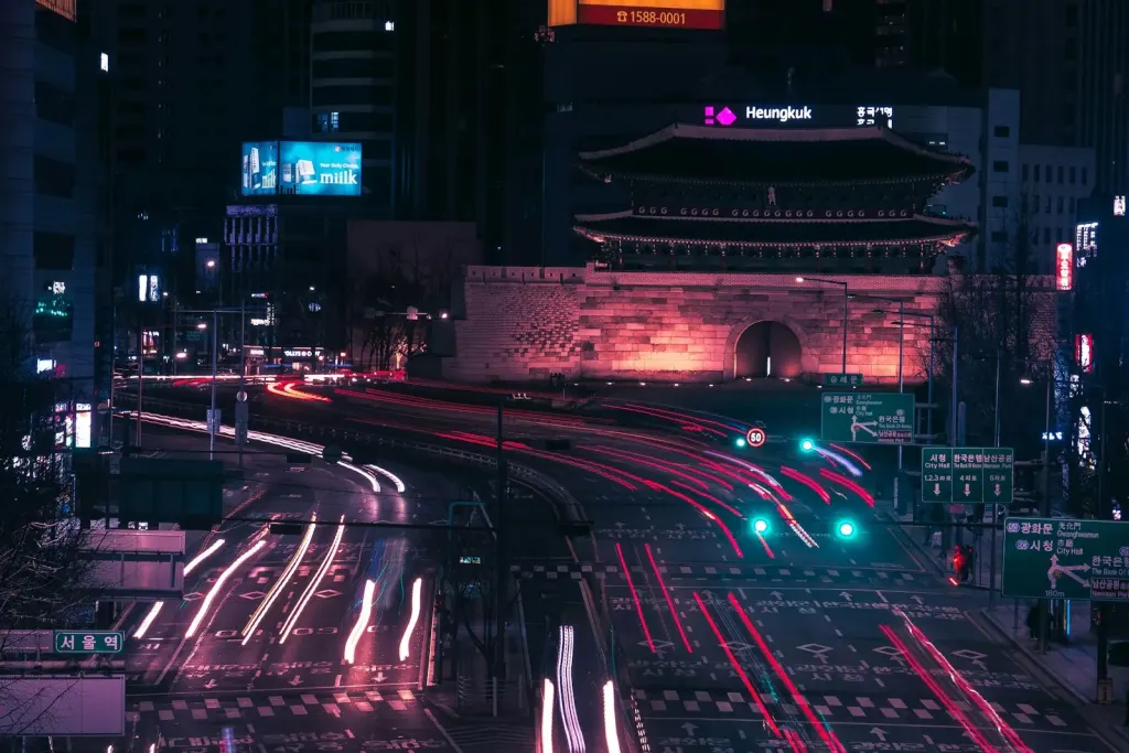 seoul neon sign dark alley