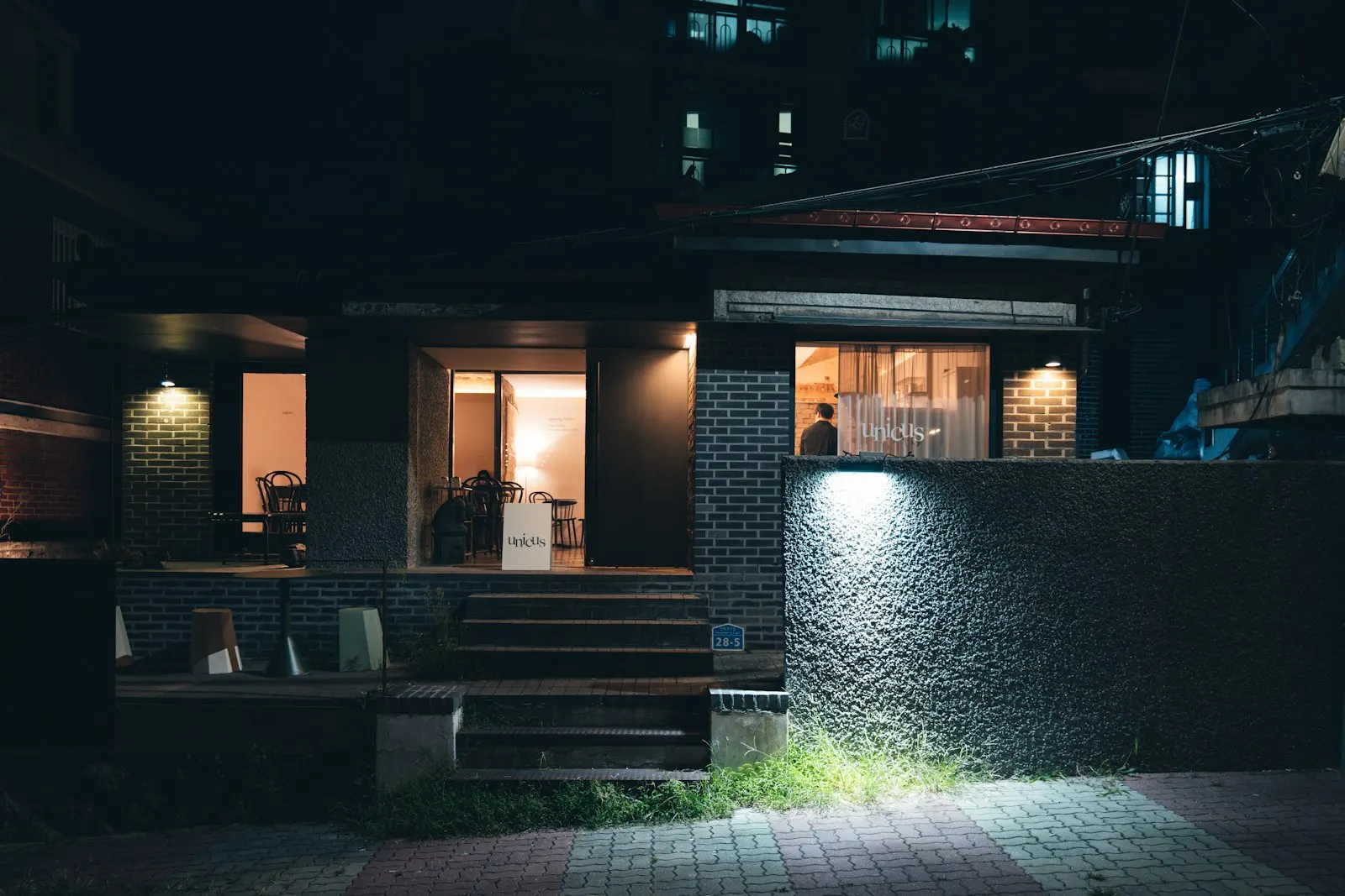 Seoul side street at night
