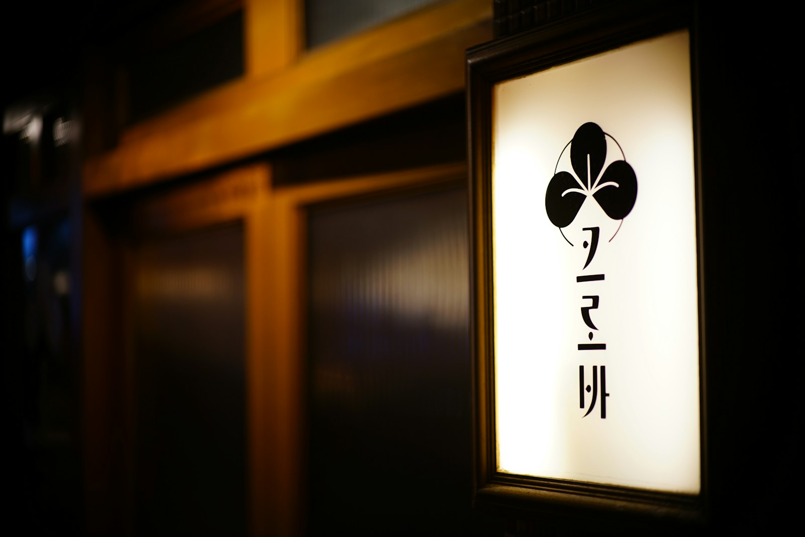 Bar signboard lamp glowing at night in Seoul
