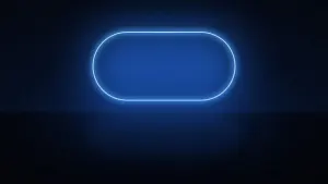 A soap bar shaped outline of blue light in a dark room