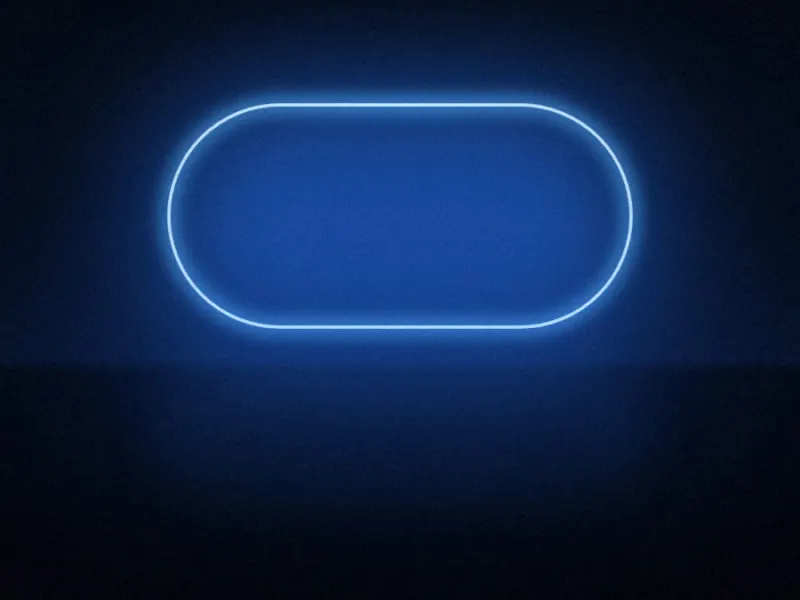 A soap bar shaped outline of blue light in a dark room