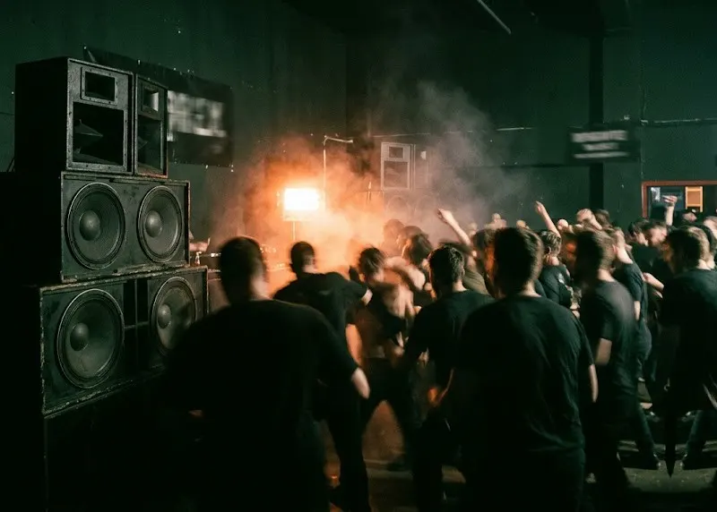 A sub stack under an orange strobe