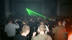A warehouse rave in the 1990s