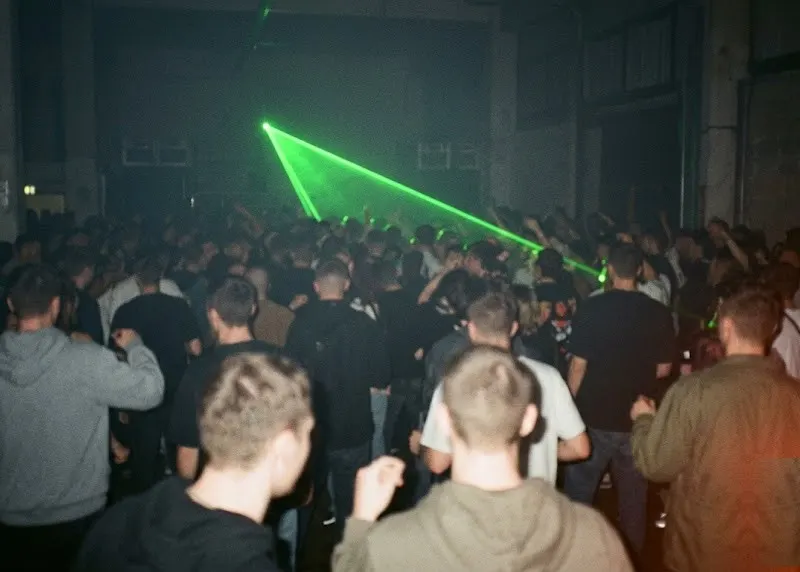 A warehouse rave in the 1990s
