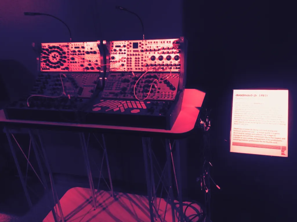 A Buchla modular synthesizer on display at the National Music Centre in Calgary