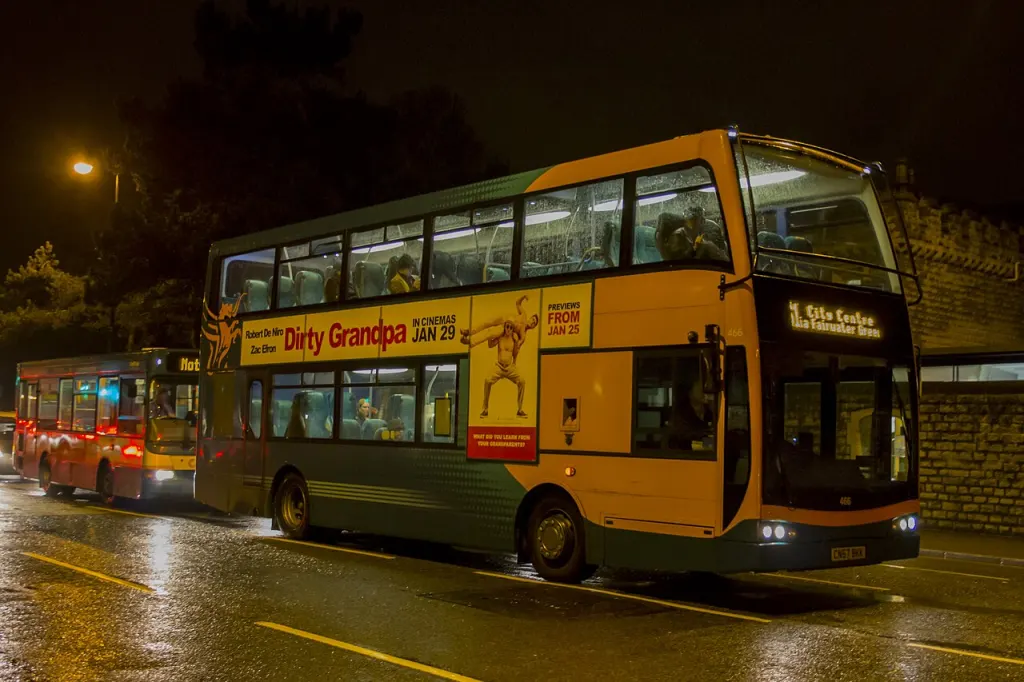 A wet Cardiff street at night