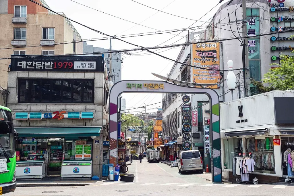 The gate of the pajeon alley by Hoegi station