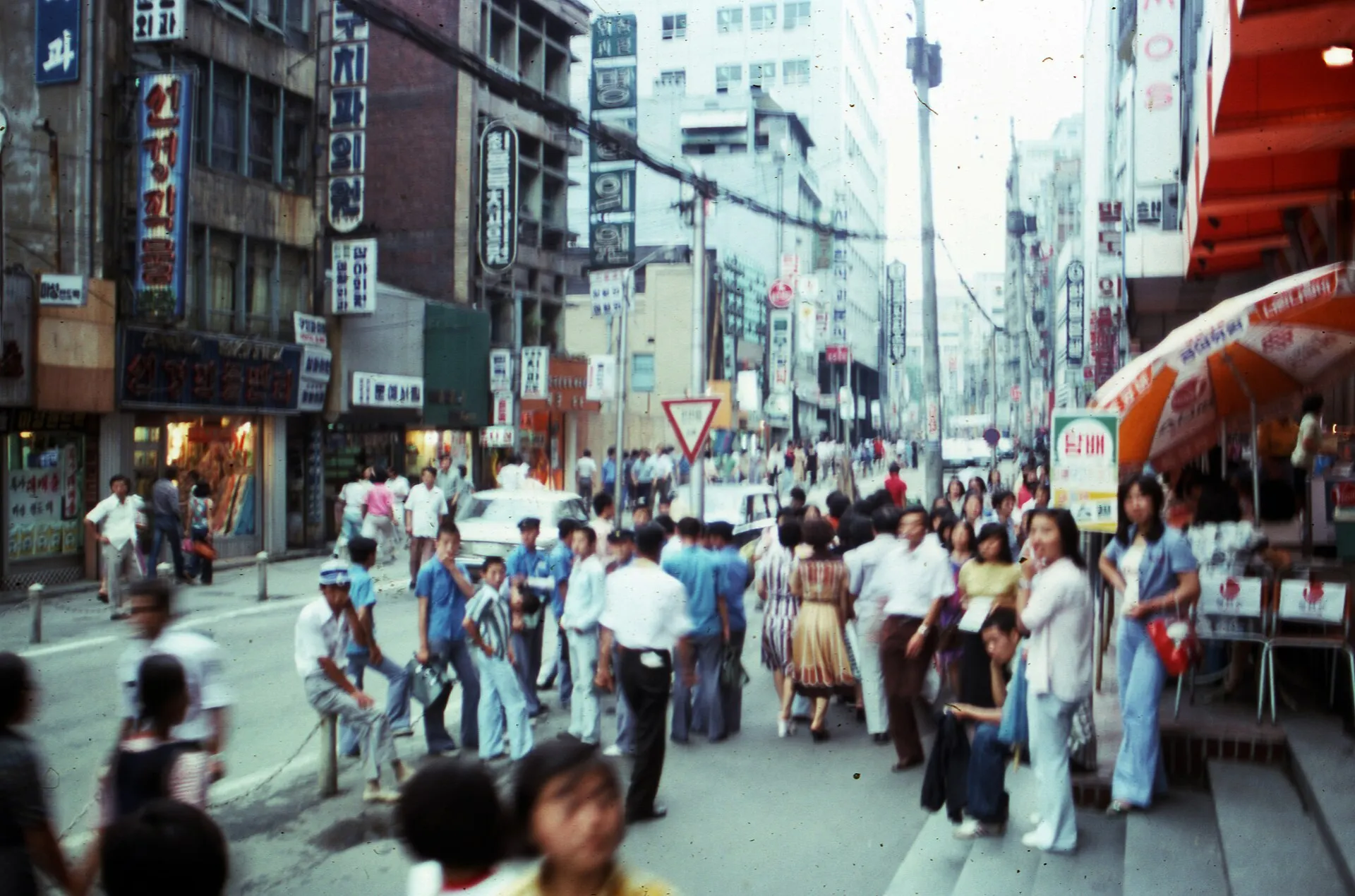 Crowds in Myeongdong, 1975