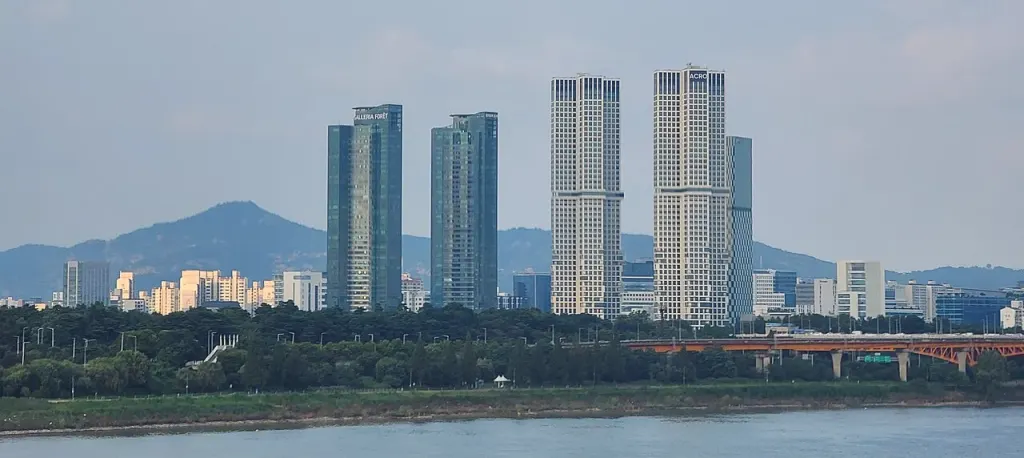 Seoul Forest and Seongsu towers from Dongho Bridge