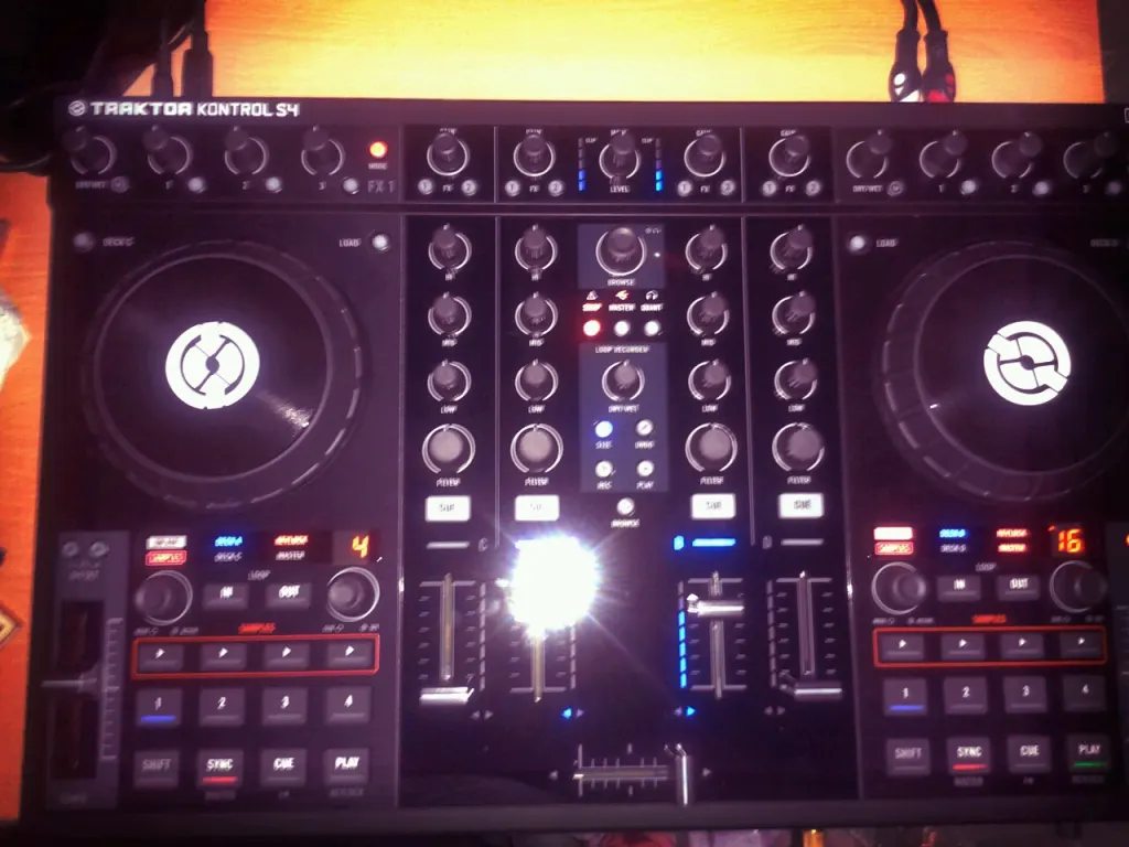 A Traktor Kontrol S4 four deck controller