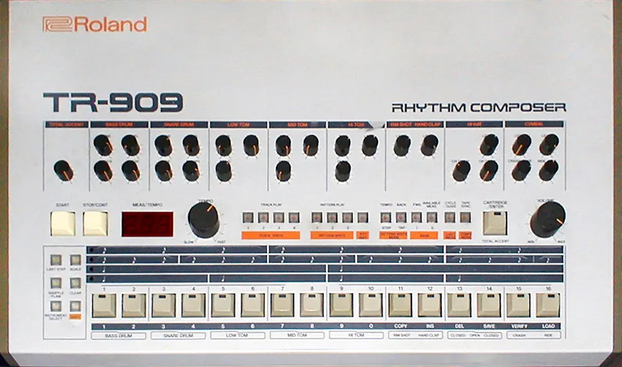 A Roland TR-909 drum machine