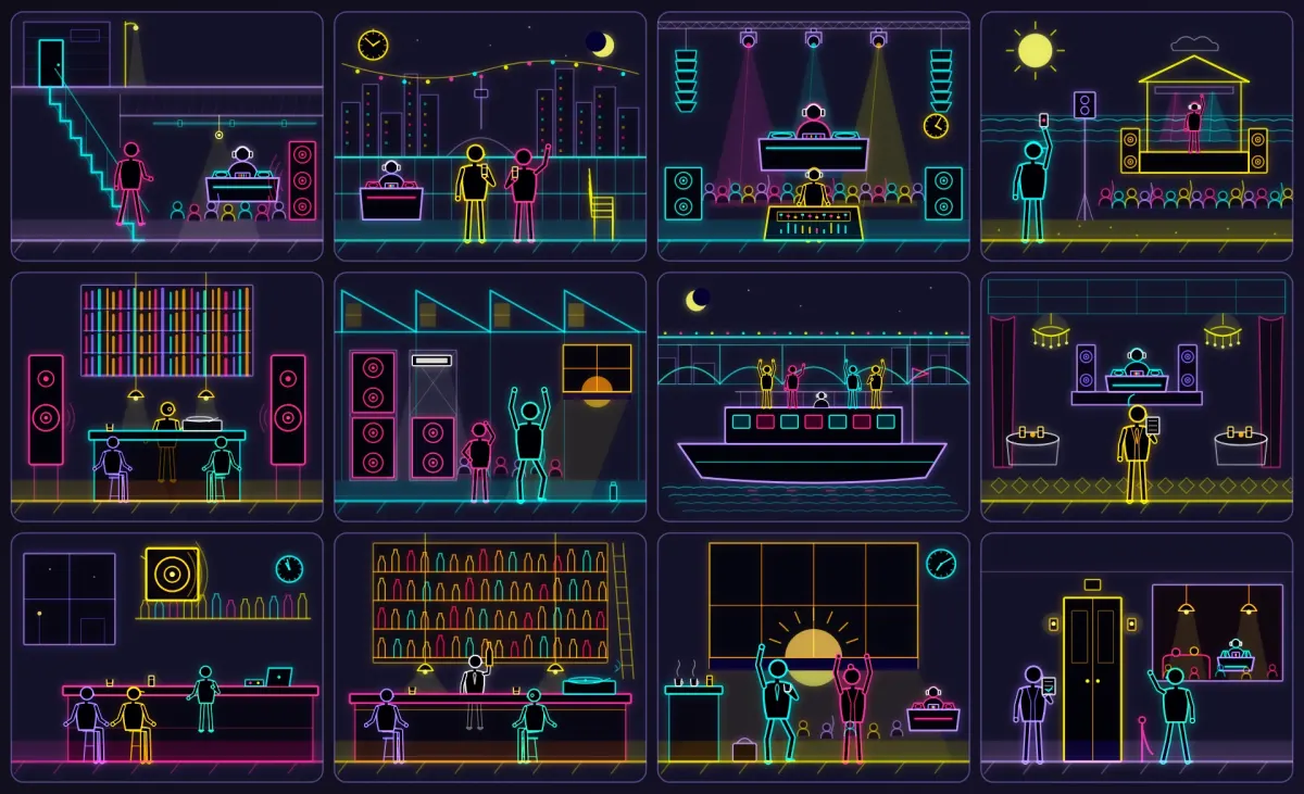 The twelve venue types, illustrated